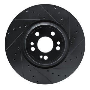 Mercedes-Benz GLE350 Brake Rotor (1) - Front Right - R1 Concepts - Drilled & Slotted - Black - `20-`25